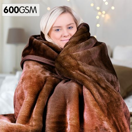 600GSM Large Double-Sided Faux Mink Blanket - Chocolate