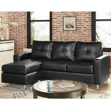 Corner Sofa Bed Couch with Chaise - Black