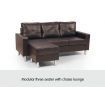 Corner Sofa Couch with Chaise - Brown