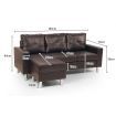 Corner Sofa Couch with Chaise - Brown