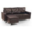 Corner Sofa Couch with Chaise - Brown