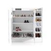 17 Pairs Shoe Cabinet Rack Wooden Storage Shelf Organiser 2 Doors Cupboard - White