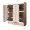 17 Pairs Shoe Cabinet Rack Wooden Storage Shelf Organiser 2 Doors Cupboard - Oak