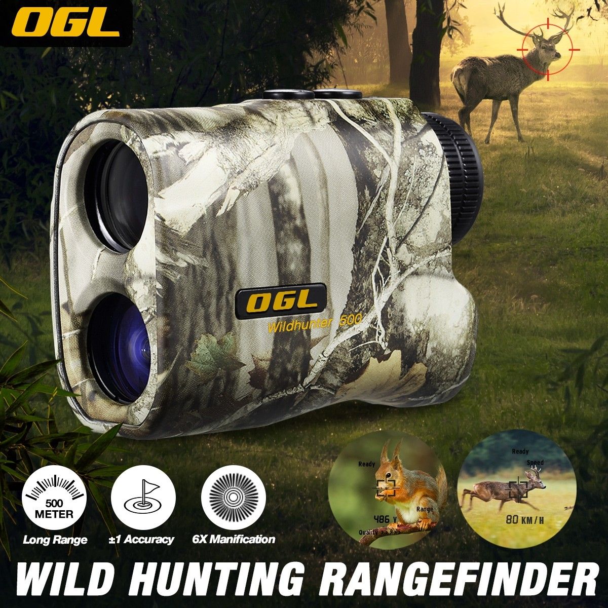500m Hunting Laser Range Finder 6x Golf Distance Speed Meter Measurer