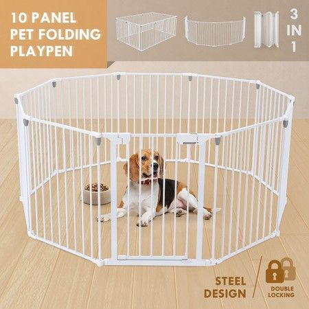 3 in 1 Baby Playpen 10 Panel Toddler Kids Safety Gates Interactive ...