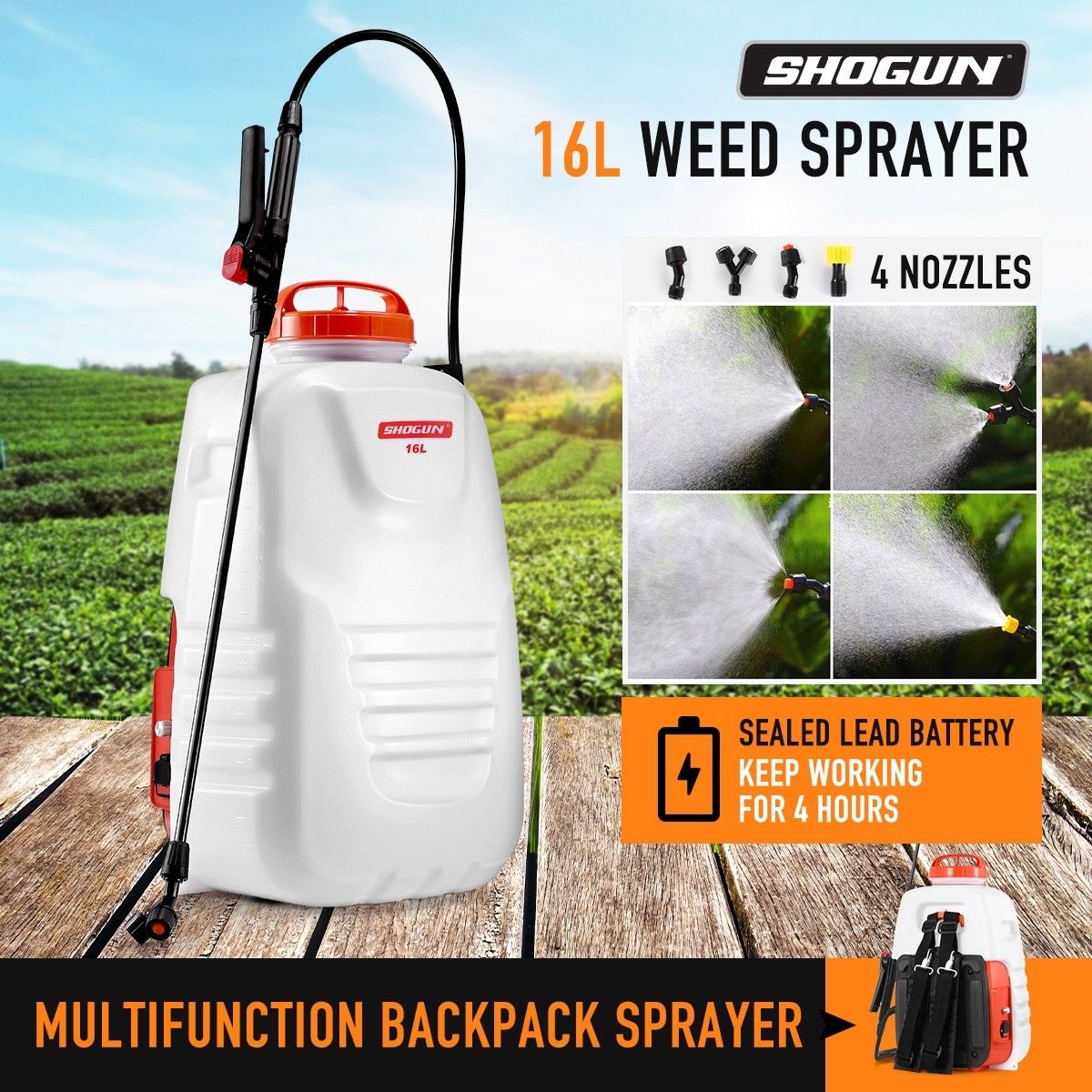 NEW 16L ELECTRIC BACKPACK WEED SPRAYER 12V RECHARGEABLE PUMP FARM WATERING