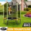 Genki 55&quot; Round Kids Mini Trampoline Indoor Outdoor Rebounder w/Safety Enclosure Net