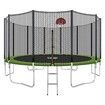 Genki 16ft Round Kids Trampoline Set with Safety Enclosure Net Basketball Hoop Ladder