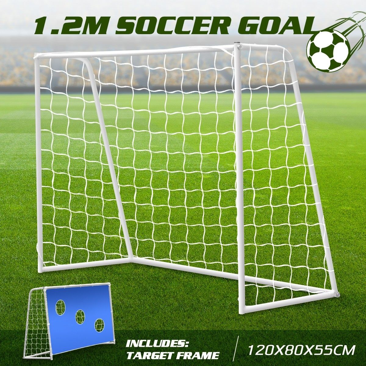 120CM Metal Soccer Goal Portable Football Net Frame Backyard Park Training Set