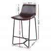 Artiss Set of 2 PU Leather Metal Bar Stools - Brown and Black