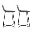 Artiss Set of 2 PU Leather Metal Bar Stools - Brown and Black