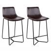 Artiss Set of 2 PU Leather Metal Bar Stools - Brown and Black