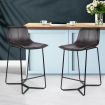 Artiss Set of 2 PU Leather Metal Bar Stools - Brown and Black