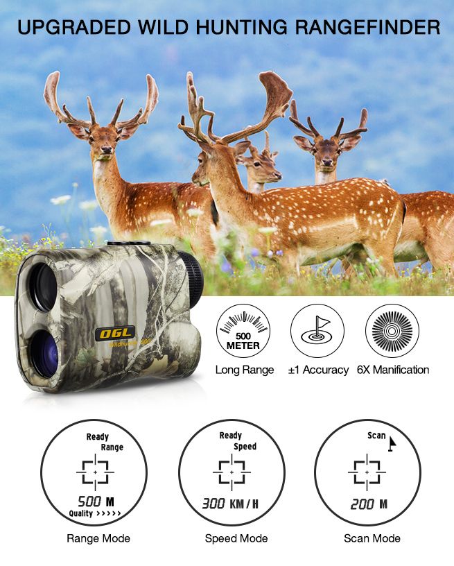500m Hunting Laser Range Finder 6x Golf Distance Speed Meter Measurer