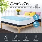 Cool Gel Topper Memory Foam Mattress Topper 8cm Single Bedding W/ Bamboo Cover