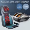 Electric Full Body Massager Massage Chair Cushion Blue & Foot Massager With Heat 2 Pcs