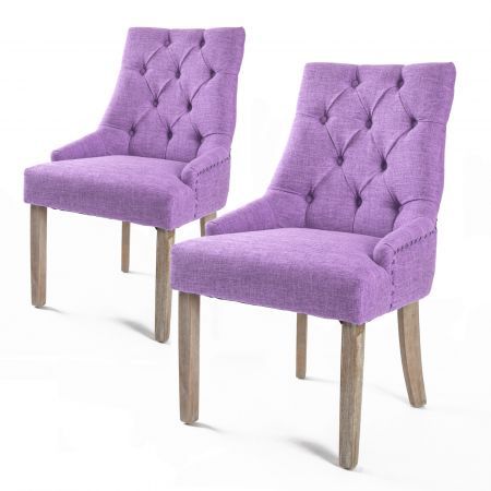 2X French Provincial Dining Chair Oak Leg AMOUR VIOLET