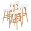 4X Oak Wood Bar Stool Dining Chair Leather SOPHIA 65cm WHITE