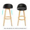 4X Oak Wood Bar Stool Dining Chair Leather LEILA 72cm BLACK