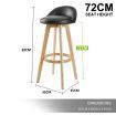 4X Oak Wood Bar Stool Dining Chair Leather LEILA 72cm BLACK