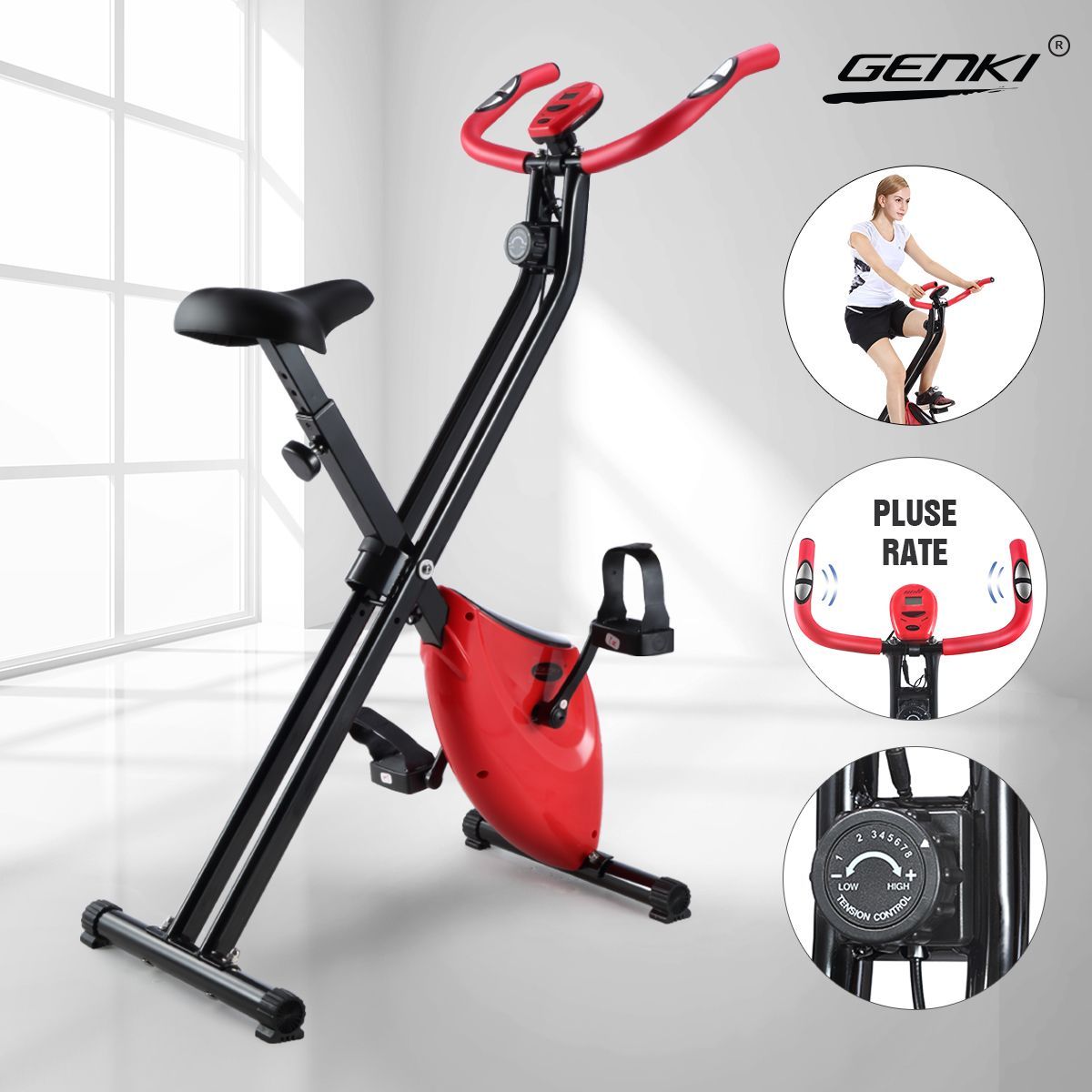 Genki Folding Exercise Bike Upright XBike Bicycle Cycling