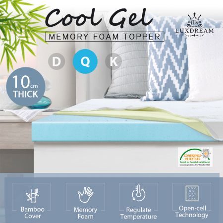 10cm Queen Size Cool Gel Memory Foam, Queen Size Bed Topper Australia