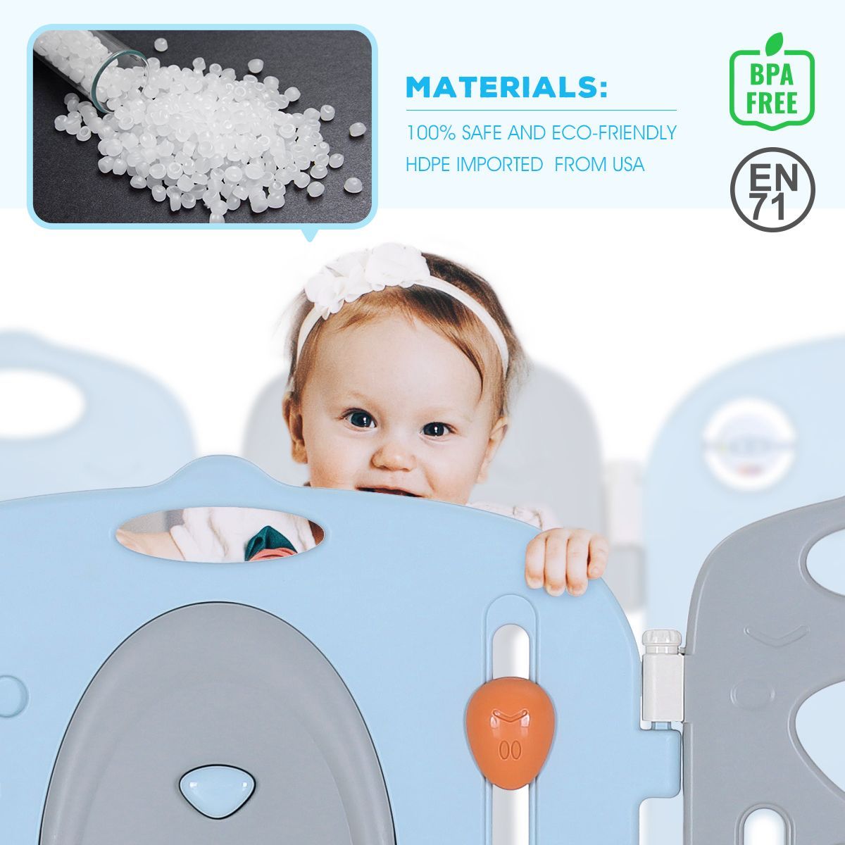 ABST 18 Panels Baby Playpen Interactive Kids Safety Gates W/Lock Door