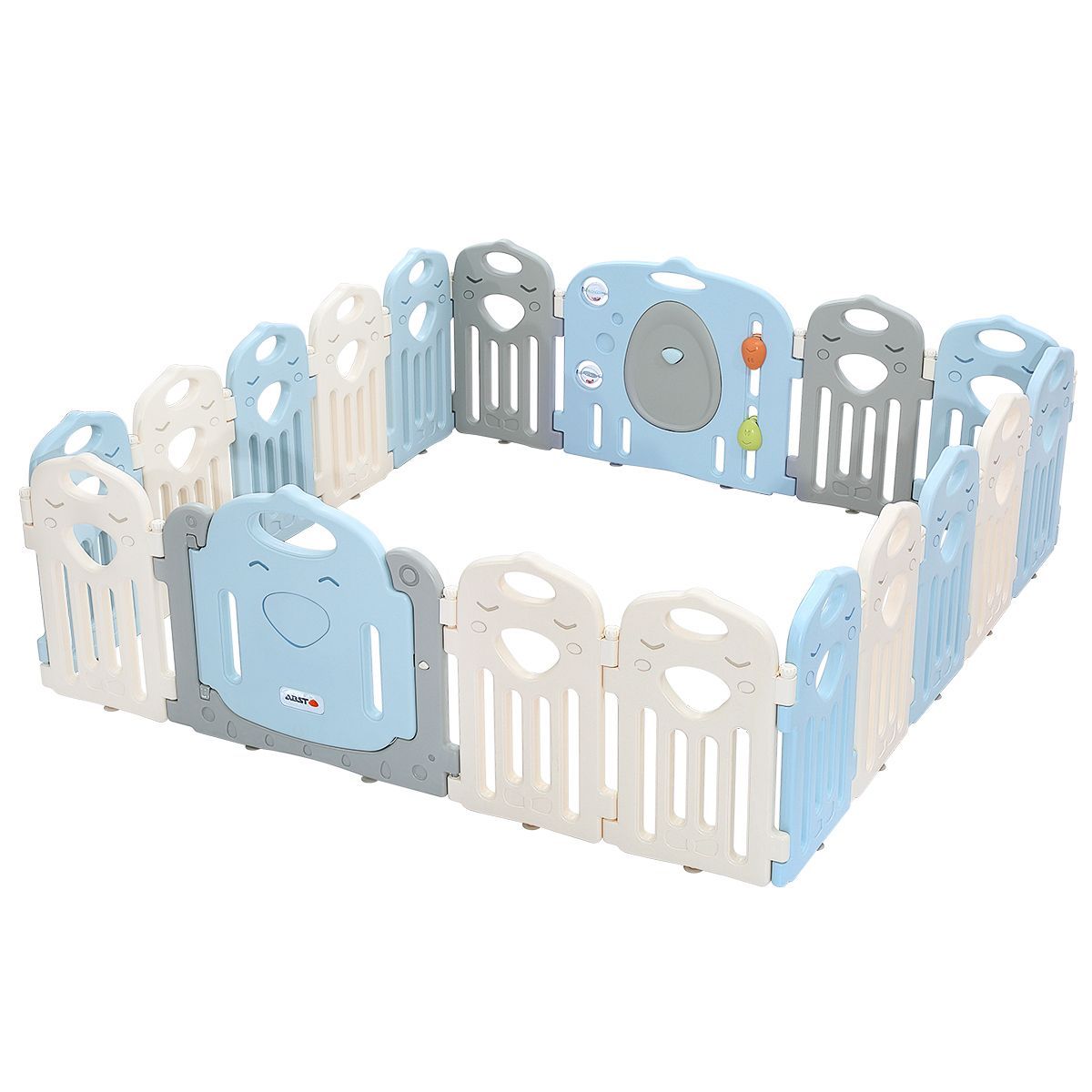 ABST 18 Panels Baby Playpen Interactive Kids Safety Gates W/Lock Door