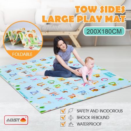 Baby Play Mat Crawling Pad Kids Carpet Rug Activity Gym Centre Waterproof Double Sides Animal Alphabet Patterns 200X180CM