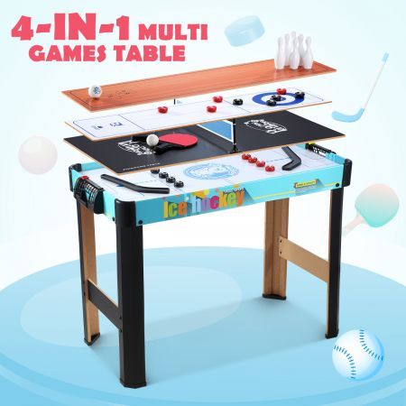 4-in-1 Multi Games Table Hockey Curling Bowling Table Tennis Children Kids Toy Gift Family Sport