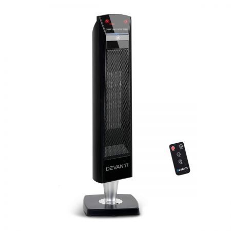 2000W Portable Electric Ceramic Tower Heater - Black