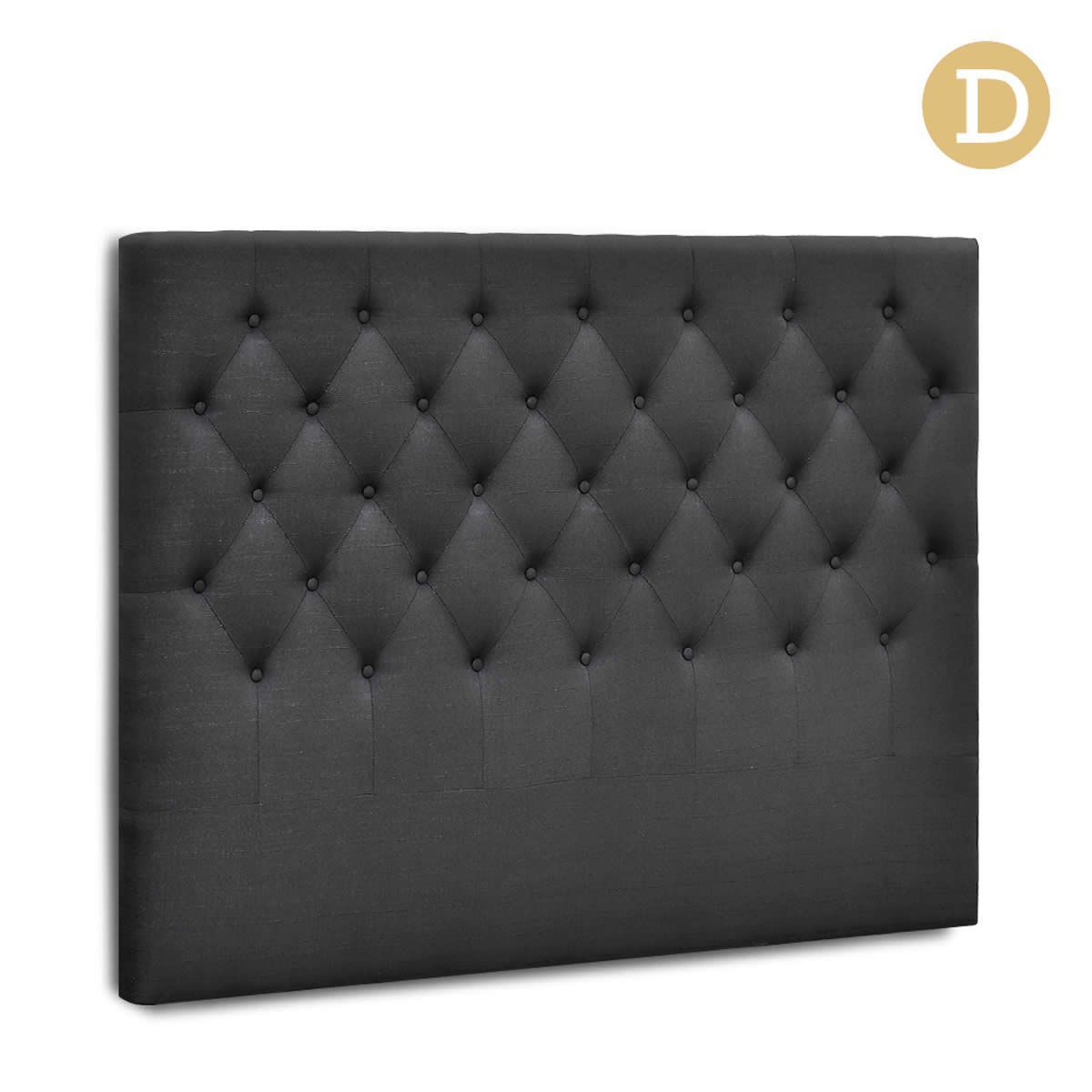 Double Size Upholstered Fabric Headboard - Charcoal