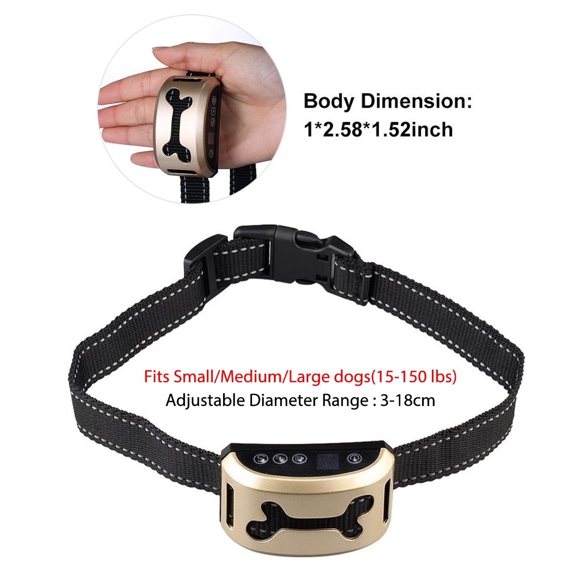 Dog Barking Control Bark Collar Anti Bark Rechargeable Puppy Training ...