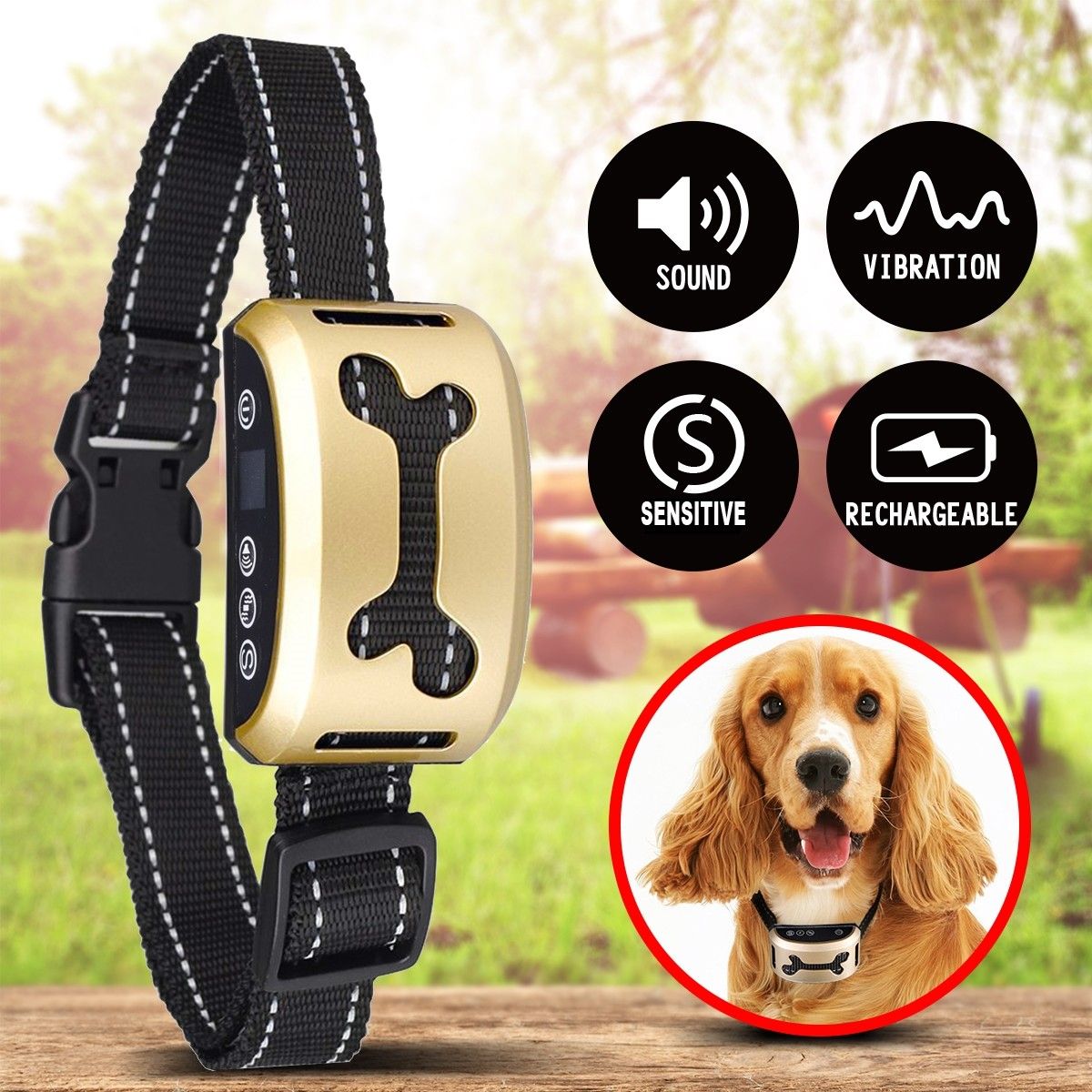 Dog Barking Control Bark Collar Anti Bark Rechargeable Puppy Training Collar