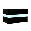 Bedside Table 2-Drawer Side Nightstand High Gloss Modern Bedroom Cabinet - Black