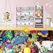 Kids Toy Organiser Box Storage Display Shelf Plastic Toy Bin Book Rack Cabinet - Pink