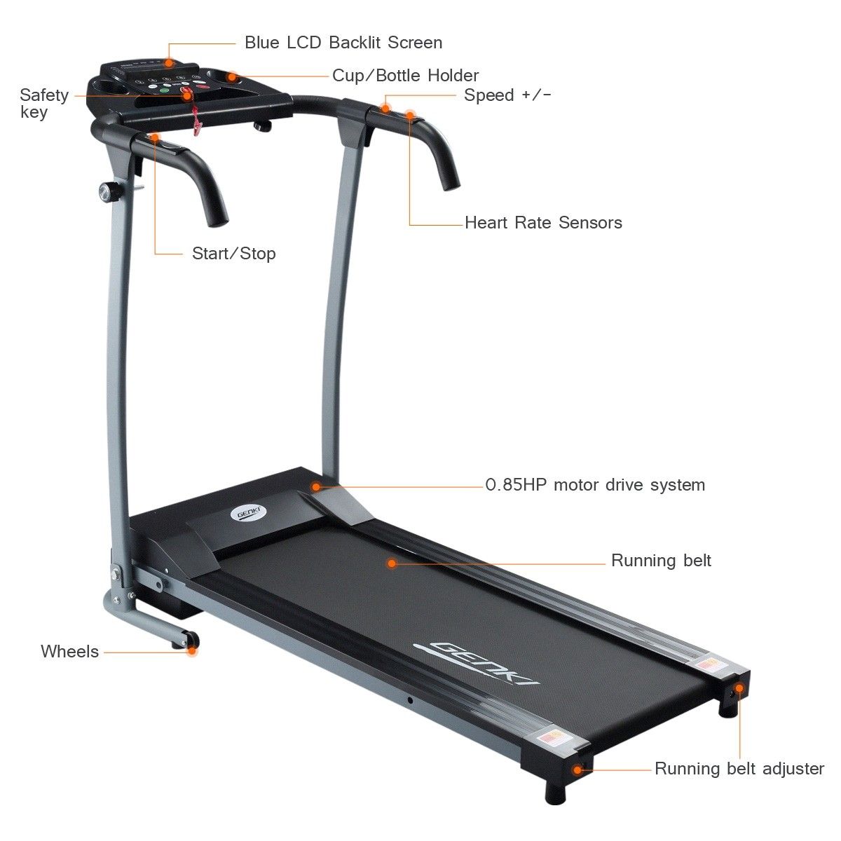 Skyland Em 1222 Treadmill Genki Treadmill Folding Fitness Exercise Machine  Home Gym