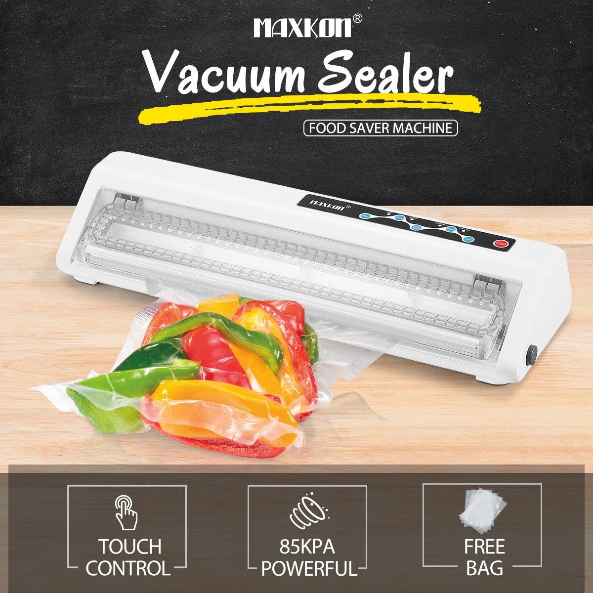 Maxkon Vacuum Sealer Foodsaver Dry/Moist Food Storage Machine Compact