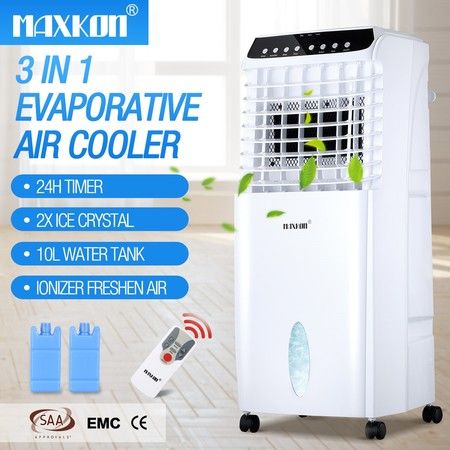 10L Evaporative Air Cooler Fan Ionizer/Humidifier Remote Control Conditioner
