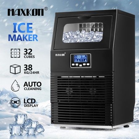 Maxkon 38kg Commercial Ice Cube Maker Machine Home Benchtop Countertop Fast Freezer