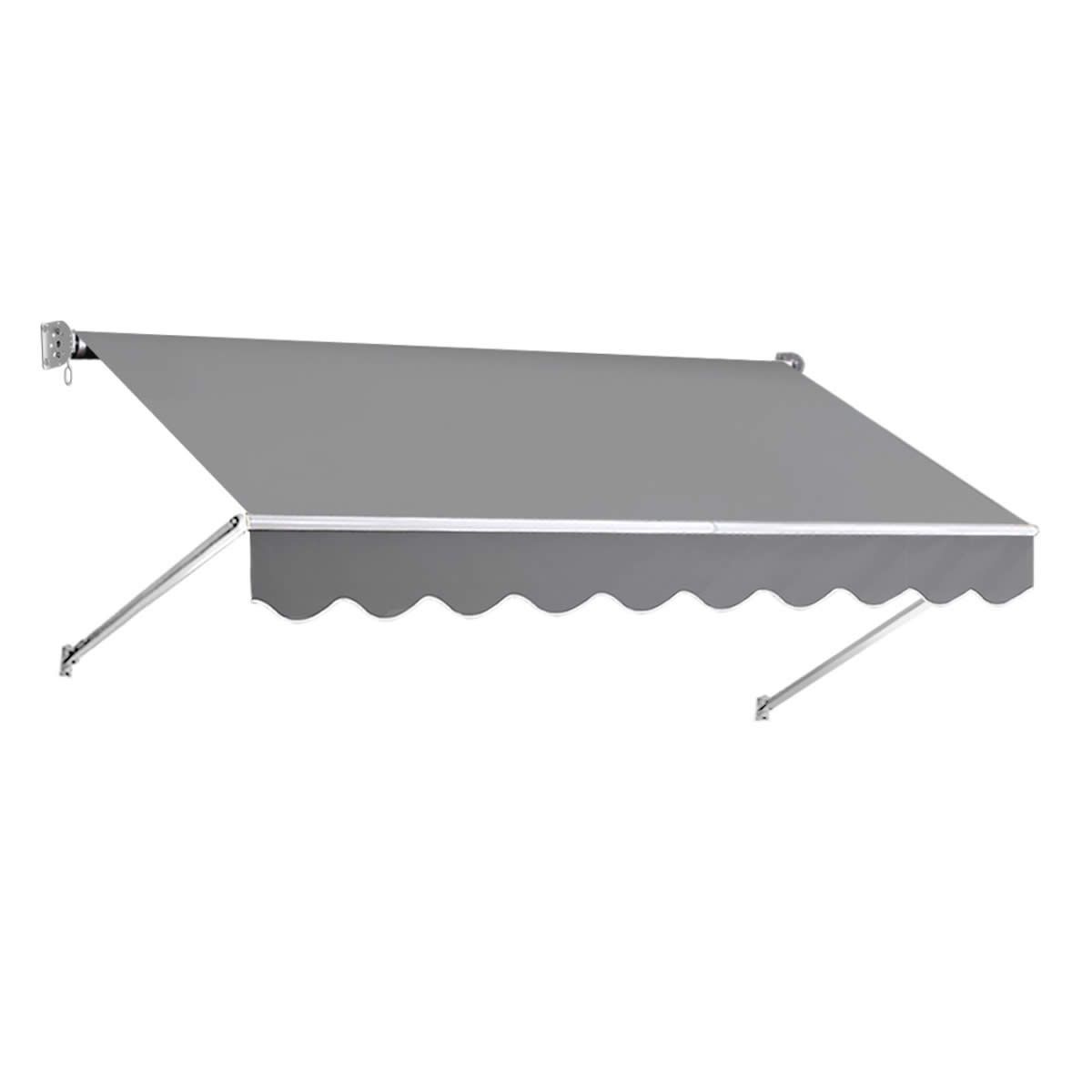 2.4m x 2.5m Retractable Straight Drop Roll Down Awning - Grey | Crazy Sales