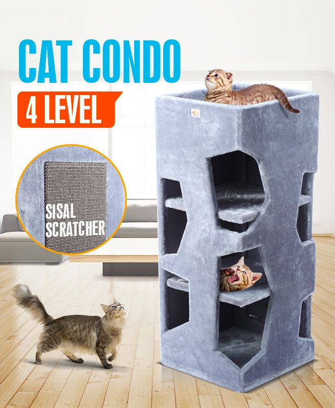 Modern Cat Condo Scratching Post Sisal Scratcher Furniture House Gym 4