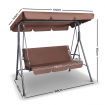 Gardeon Outdoor Swing Chair Garden Bench Furniture Canopy 3 Seater Coffee