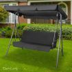 Gardeon Outdoor Swing Chair Garden Bench Furniture Canopy 3 Seater Black