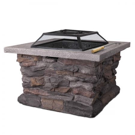 Outdoor Faux Stone Fire Pit Table, Faux Stone Fire Pit