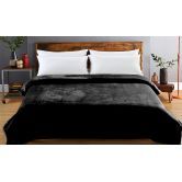 Heavy Mink Coral Fleece Blanket Queen Size - Black