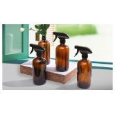 4pcs Amber Glass Spray Bottles Trigger Sprayer 500ML