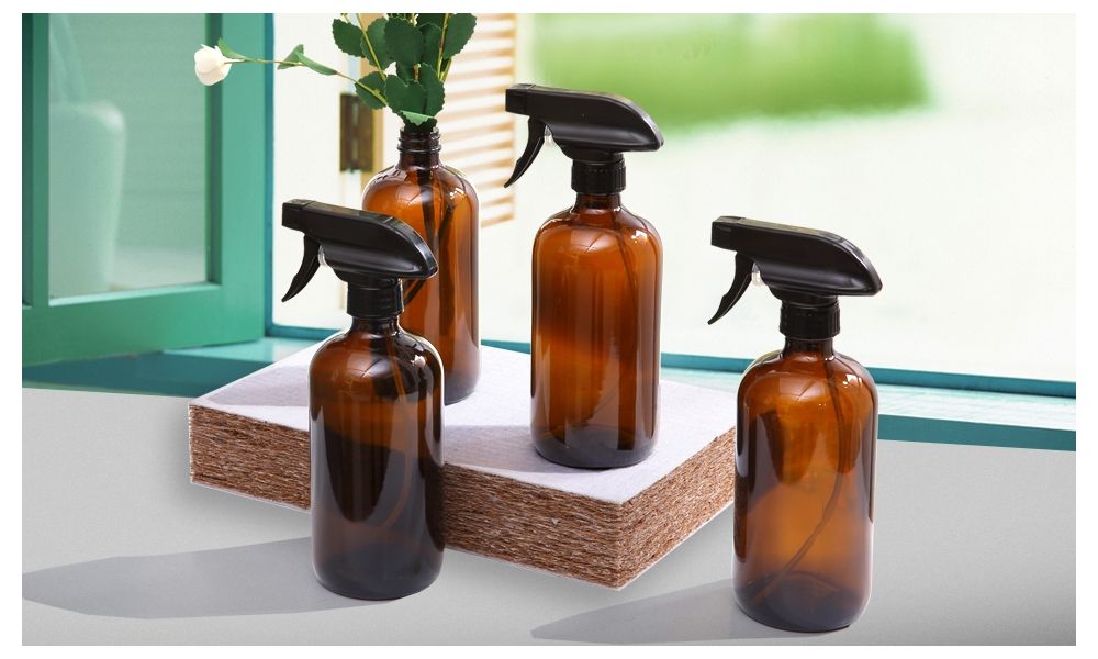 4pcs Amber Glass Spray Bottles Trigger Sprayer 500ML