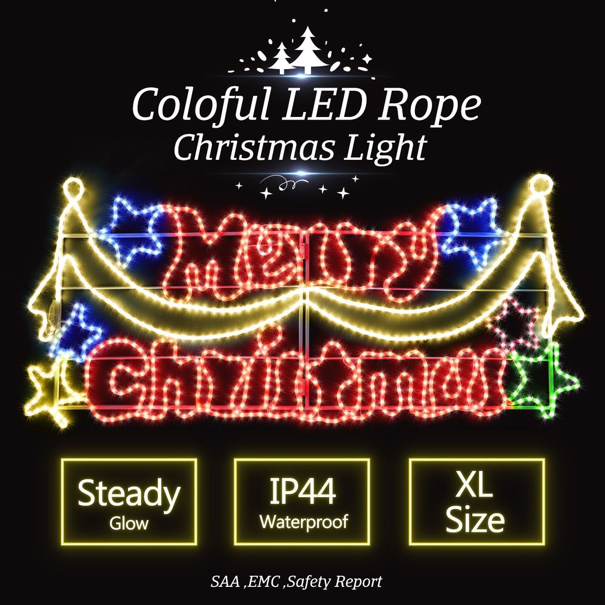LED Merry Christmas Rope Lights Colorful