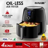 Maxkon New 7L Air Fryer LCD Health Cooker Low Oil Rapid Deep Frying 1800W Black